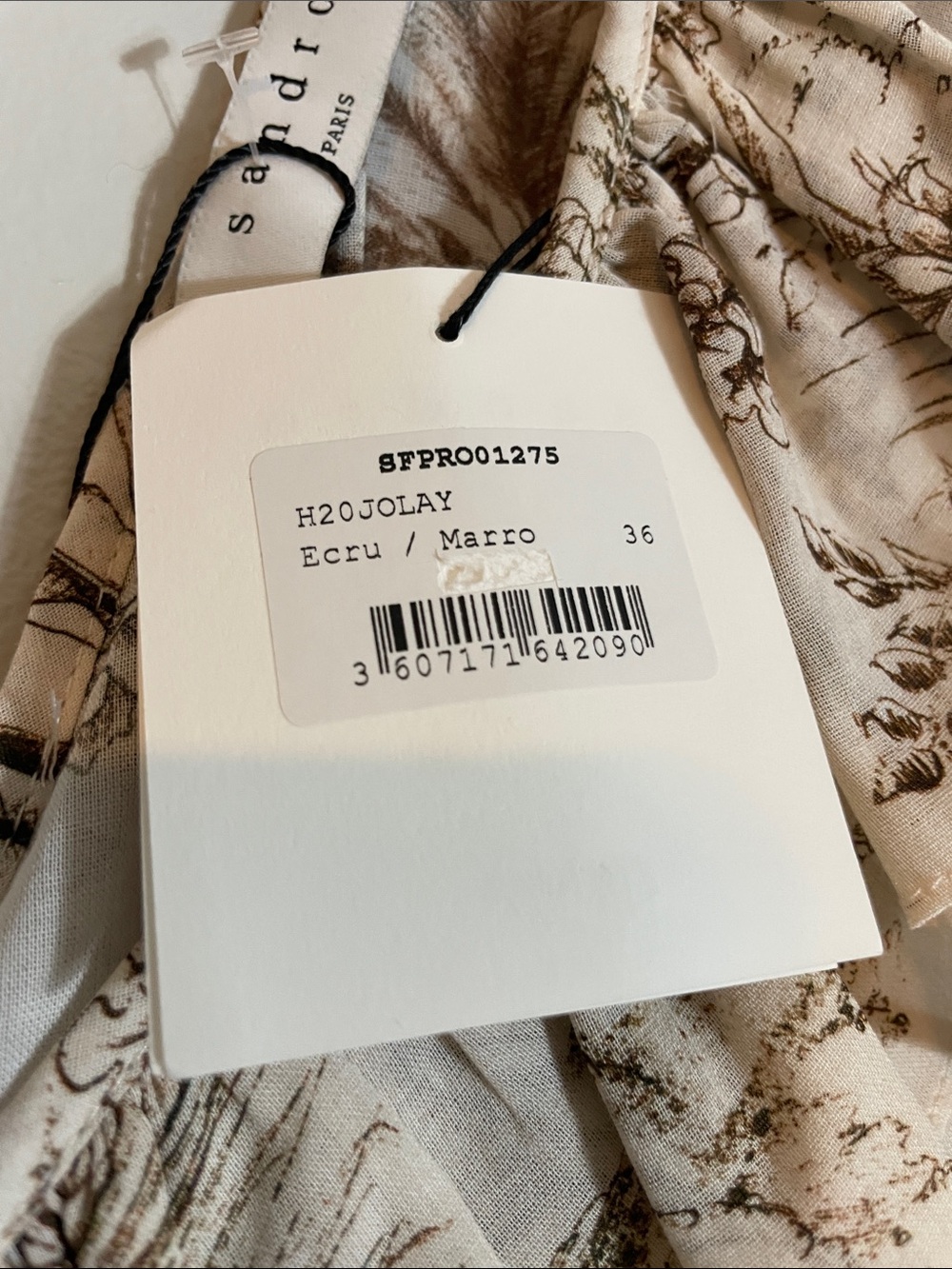 Sandro Cream Maxi Dress with Brown Scenic Print - Picture 5 of 16